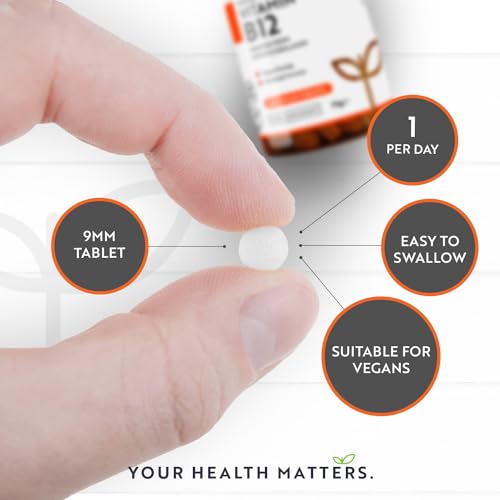 Vitamin B12 1000mcg - 365 High Strength Vegan Tablets (1 Year Supply) - Max Strength Nutravita