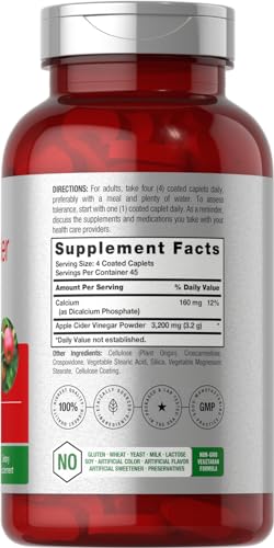 Apple Cider Vinegar Tablets 3200mg | 180 Pills | Vegetarian, Non-GMO & Gluten Free Supplement Horbäach