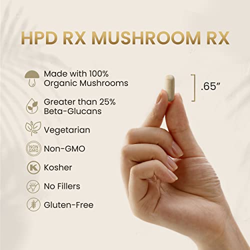 HPD Rx Mushroom Rx Organic Mushroom Extract Blend Max Immunity Dose, Lion’s Mane HPD Rx