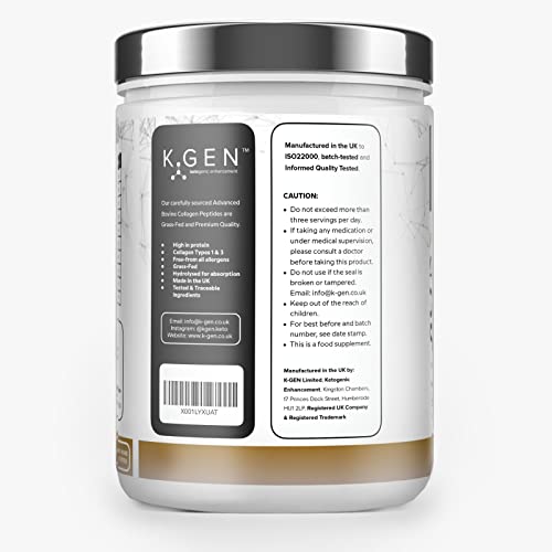 K-GEN Bovine Collagen Powder with Premium Quality Ingredients – Pure Hydrolysed Grass-Fed Bovine Collagen K GEN ketogenic enhancement