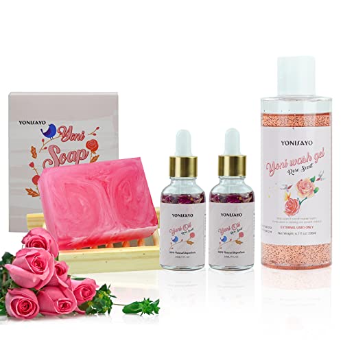 Yoni Wash & Yoni Oil & Yoni Soap for Women Set, 5.29oz Yoni Soap Bar, 2 * 30ml Feminine Oil, 6.7 fl.oz