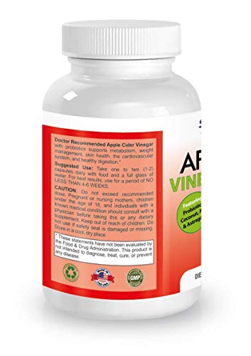 Apple Cider Vinegar Capsules - 100% Organic Apple Cider Vinegar Pills 1500 mg DOCTOR RECOMMENDED SUPPLEMENTS