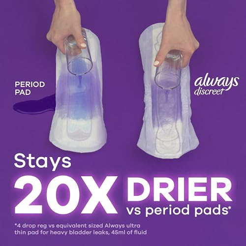 Always Discreet Adult Moderate Long Incontinence Pads, Up to 100% Leak Always Discreet