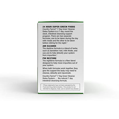 COUNTRY FARMS 7 Day Inner Cleanse, AM/PM Detox System, Detoxifying Herbs COUNTRY FARMS