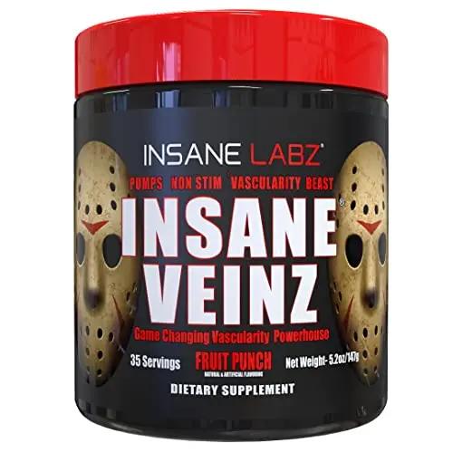 Insane Labz Insane Veinz Non Stimulant NO Enhancing Powder, Nitric Oxide Booster