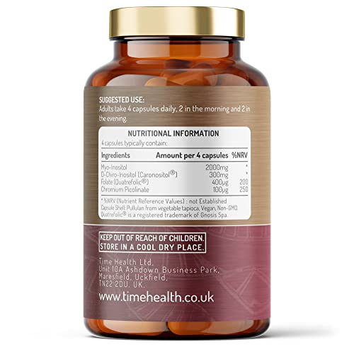 Inositol Complex | PCOS Support | 180 Capsules | Myo & D Chiro-Inositol, Folate & Chromi Time Health