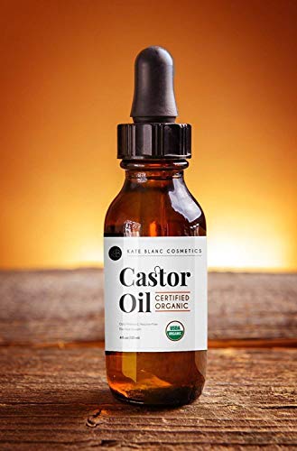 Kate Blanc Cosmetics Organic Castor Oil (4oz). 100% Pure, Cold Pressed, Hexane Free in a Glass Bottle Kate Blanc Cosmetics