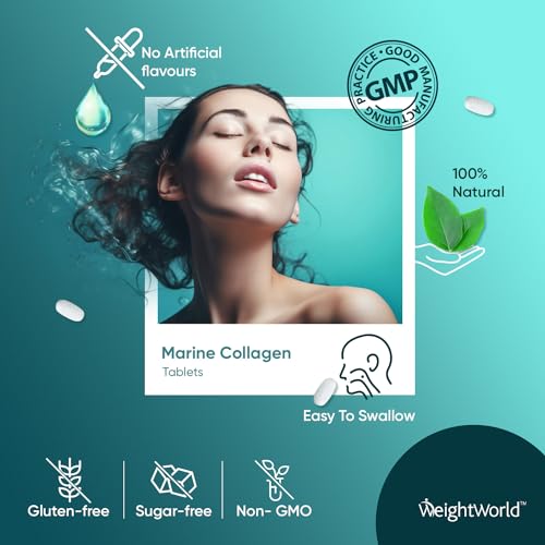 Hydrolysed Marine Collagen Tablets 1800mg - Collagen Supplements for Skin, Hair, and Slumber- for Men & Women WeightWorld
