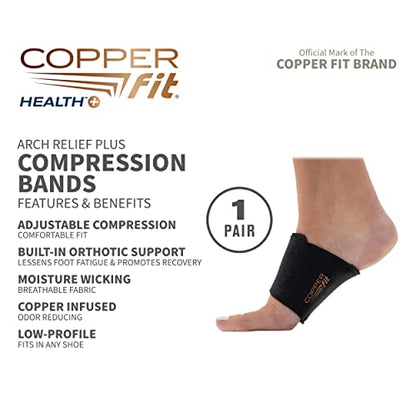 Copper Fit Health Unisex Arch Relief Plus with Built-In Orthotic (Pack of 12)