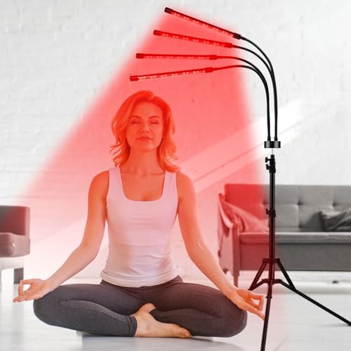 Devowellte Red Light Lamp for Face, 80 LEDs Red Light Lamp Height Free Adjustment Infrared Light