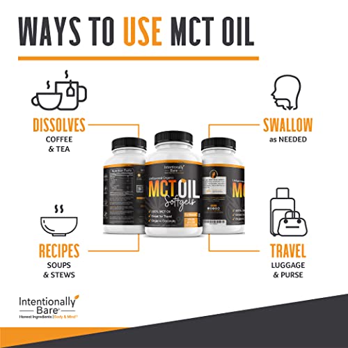 Intentionally Bare Organic MCT Oil Capsules - 70% C8 MCT Oil & 30% C10 MCT Capsules Intentionally Bare