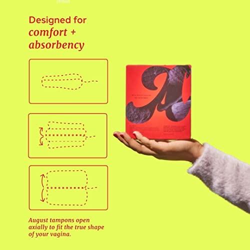 August Organic Cotton Tampons, Light tampons, BPA Free Long Applicators, Non-Toxic Organic tampons August