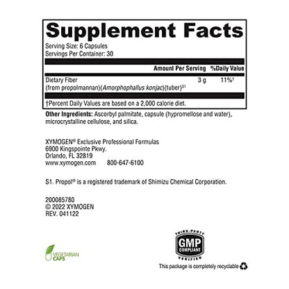 XYMOGEN OptiFiber Lean Fiber Supplement - 100% Natural and Soluble Propolmannan Fiber XYMOGEN