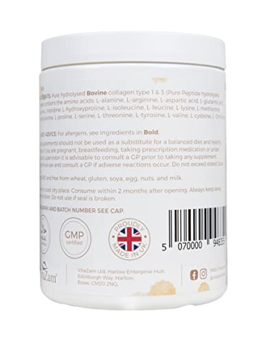 Vitazam Fine Diamond Bovine Collagen Powder - Hydrolyzed Type 1 & 3 Collagen Powder Protein VitaZam