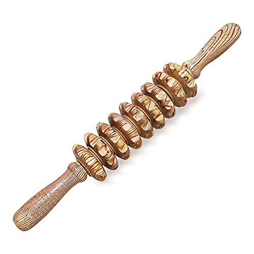 Deston Wooden Massager Handheld Roller Trigger Point Massager Stick for Fascia, Cellulite