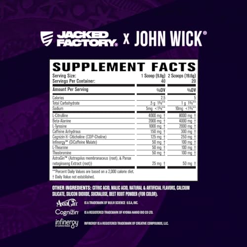 Jacked Factory X John Wick - Wick Mode Pre Workout Powder - Intense Energy, Battle-Rea Jacked Factory