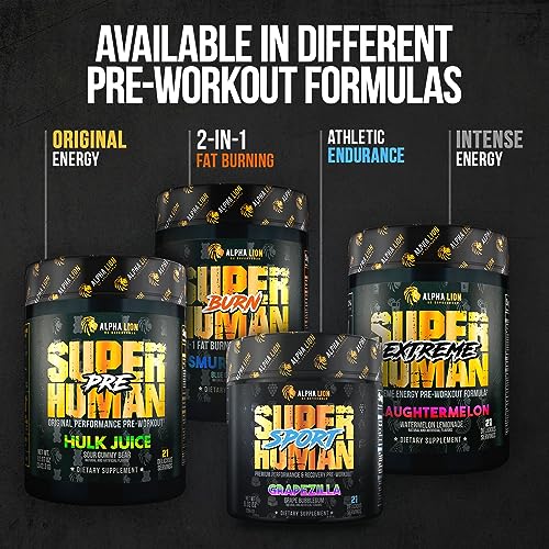 ALPHA LION Superhuman Pump Pre Workout Powder, Nootropic Caffeine & Stim Free ALPHA LION