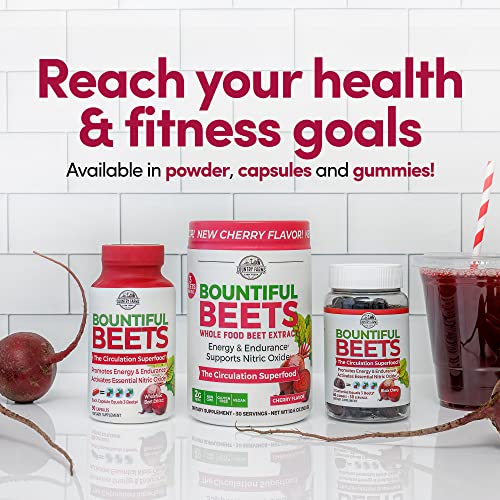 COUNTRY FARMS Bountiful Beets Powder, Wholefood Beet Extract Superfood, Natural Nitric Oxide Booster, Helps Support Healthy Circulation and Promote Energy, Natural Pump, Cherry Flavor, 60 Servings
