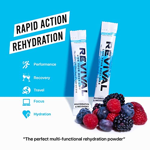 Revival Rapid Rehydration Electrolytes Powder - High Strength Vitamin C, B1, B3, B5, B12