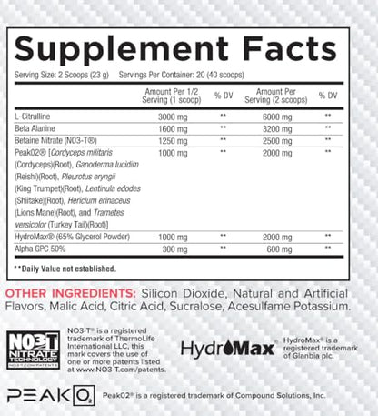 Core Nutritionals Pump Full-Spectrum Non-Stimulant Pre-Workout, with N03T Nitrate, Peak02, Alpha GPC, for Maximum Pump, Strength, and Performance 20 Servings (Strawberry Colada)