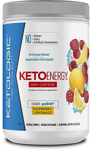 KetoLogic BHB KetoEnergy Exogenous Ketones Powder with Caffeine | Raspberry Lemonade