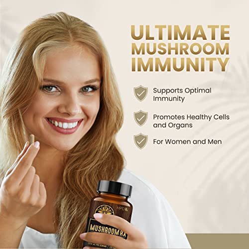 HPD Rx Mushroom Rx Organic Mushroom Extract Blend Max Immunity Dose, Lion’s Mane HPD Rx