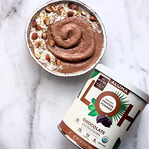 ALOHA Organic Plant Based Protein Powder, Stevia Free, Chocolate, 19.6 oz, 15 Servings ALOHA