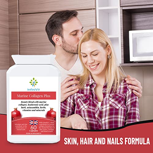 InfiniVit Marine Collagen Plus Blend Capsules - Hair Growth Enhancer with Enriched Vitamin C and Vitamin E InfiniVit