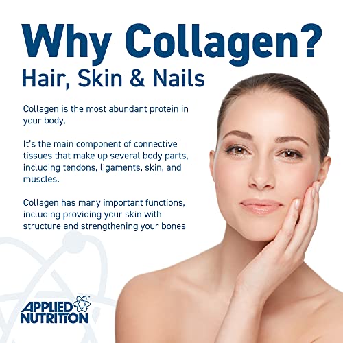 Applied Nutrition Collagen Peptides Powder - Hydrolysed Bovine Collagen Protein, Halal, Healthy Skin, Hair, Nails (Unflavoured) (300g - 15 Servings) Applied Nutrition