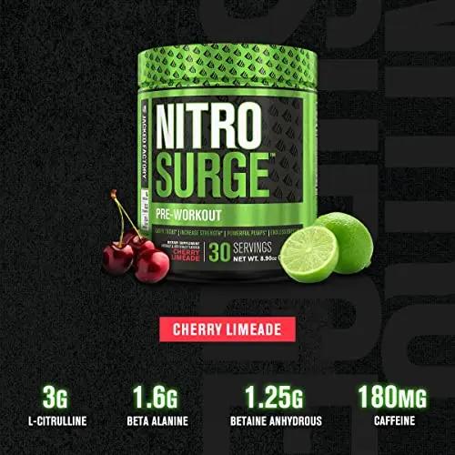 Jacked Factory Nitrosurge Pre Workout, N.O. XT Nitric Oxide Supplement & Build-XT Daily Muscle Builder Bundle