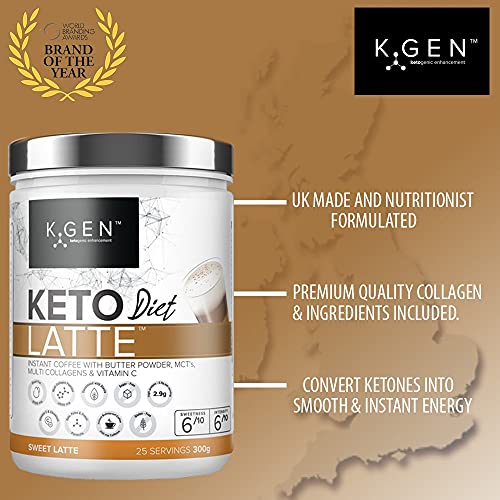 Instant Bulletproof Keto Coffee Creamer UK Made Collagen Latte | Butter Powder, Coconut MCTs & Vitamin C K GEN ketogenic enhancement