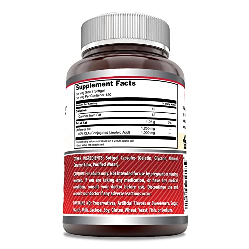 Amazing Formulas CLA | Conjugated Linoleic Acid Supplement | 1250 Mg | 120 Softgels Amazing Nutrition