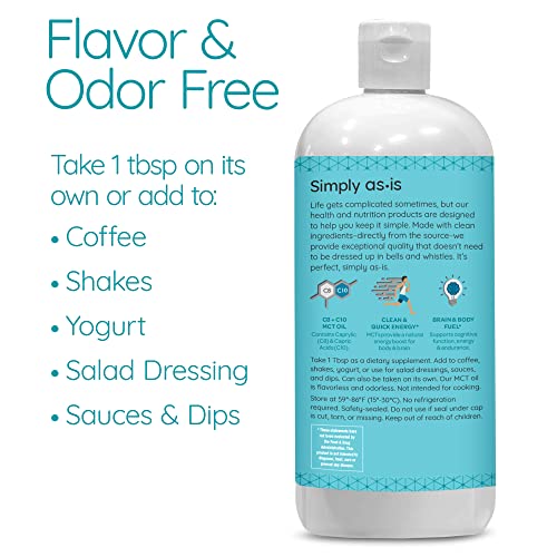 AS-IS Simply Premium MCT Oil C8 & C10 | Unflavored | 100% from Non-GMO Coconuts AS-IS
