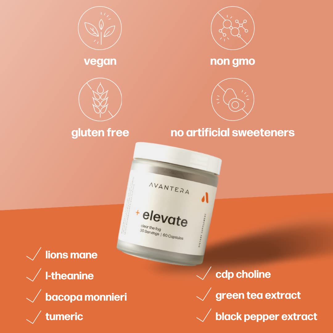 Avantera Premium Nootropic, Elevate | Energy, Focus, Mood, & Gut Health | 30 Day Supply Avantera