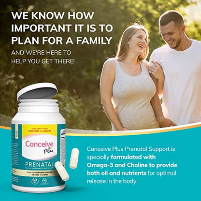 CONCEIVE PLUS Prenatal Vitamins for Women - DHA, Choline + Folate, Healthy Pregnancy
