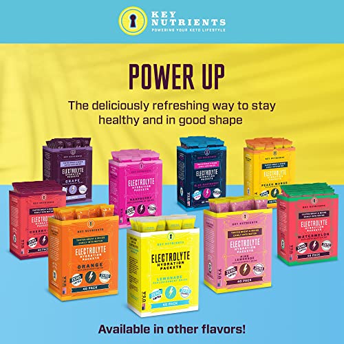 KEY NUTRIENTS Multivitamin Electrolytes Powder Packets - Refreshing Lemonade 40 Pack Hydration Packets - Travel Hydration Powder - No Sugar, No Calories, Gluten Free - Made in USA KEY NUTRIENTS