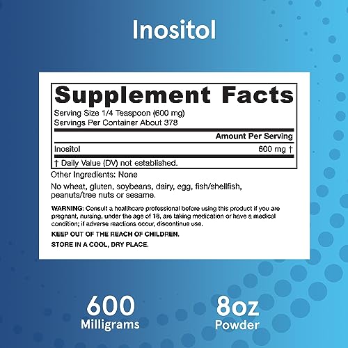 Jarrow Formulas Inositol 600 mg, Dietary Supplement for Cellular Health Support, 8 oz Jarrow Formulas