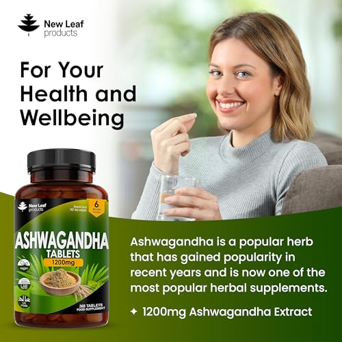 Ashwagandha 1200mg - 365 Vegan Tablets Pure High Strength Ashwagandha Root NEW LEAF PRODUCTS
