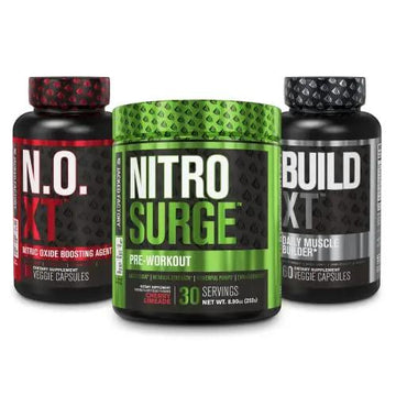 Jacked Factory Nitrosurge Pre Workout, N.O. XT Nitric Oxide Supplement & Build-XT Daily