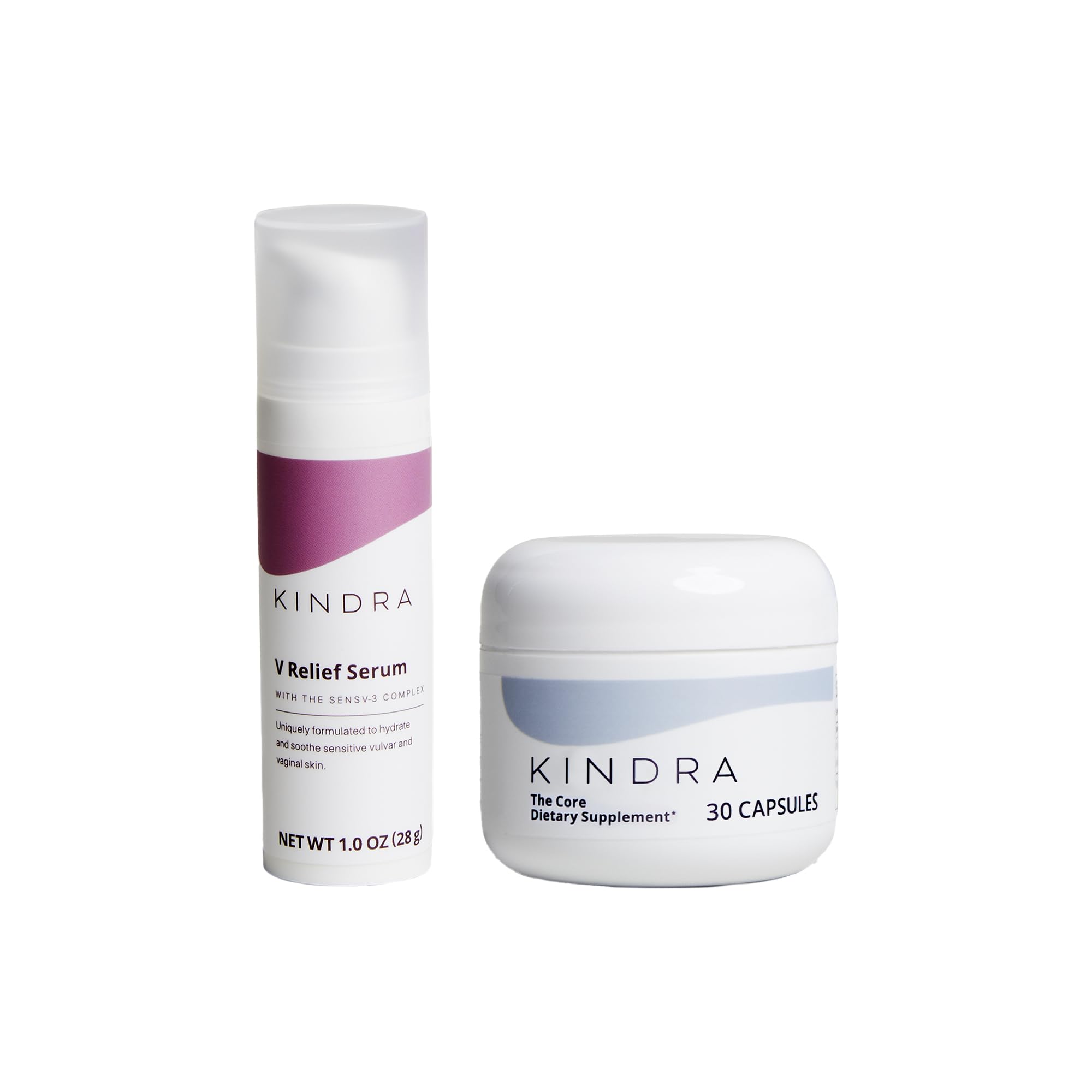 Kindra V Relief Serum & Core Supplement Bundle - Supports Intimate Dryness, Discomfort
