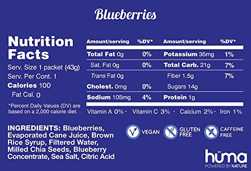 Huma Chia Energy Gel, Blueberries, 12 Gels - Premier Sports Nutrition