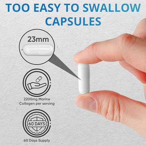 Applied vitamin Marine Collagen Capsules 2000mg-Enhance with Hyaluronic Acid, Zinc, Vitamin C & Biotin 120 Applied Vitamin