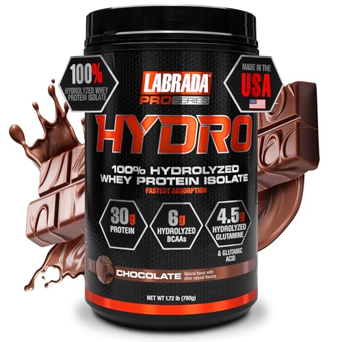Labrada Hydro 100% Pure Hydrolyzed Whey Protein Isolate Powder, Lactose Free