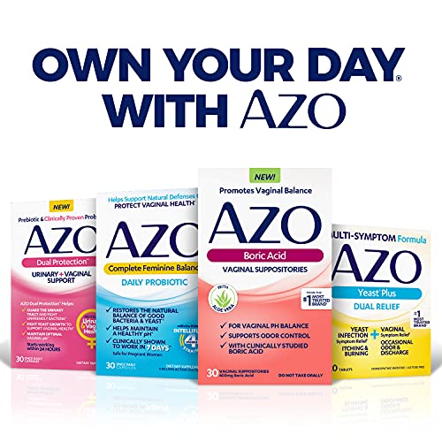 AZO Boric Acid Vaginal Suppositories, Helps Support Odor Control and Balance Vaginal PH AZO