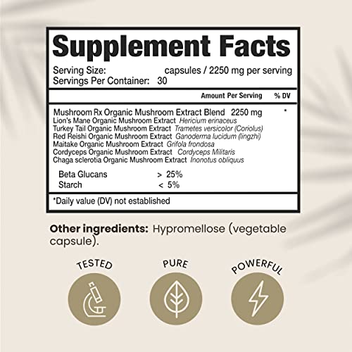 HPD Rx Mushroom Rx Organic Mushroom Extract Blend Max Immunity Dose, Lion’s Mane HPD Rx
