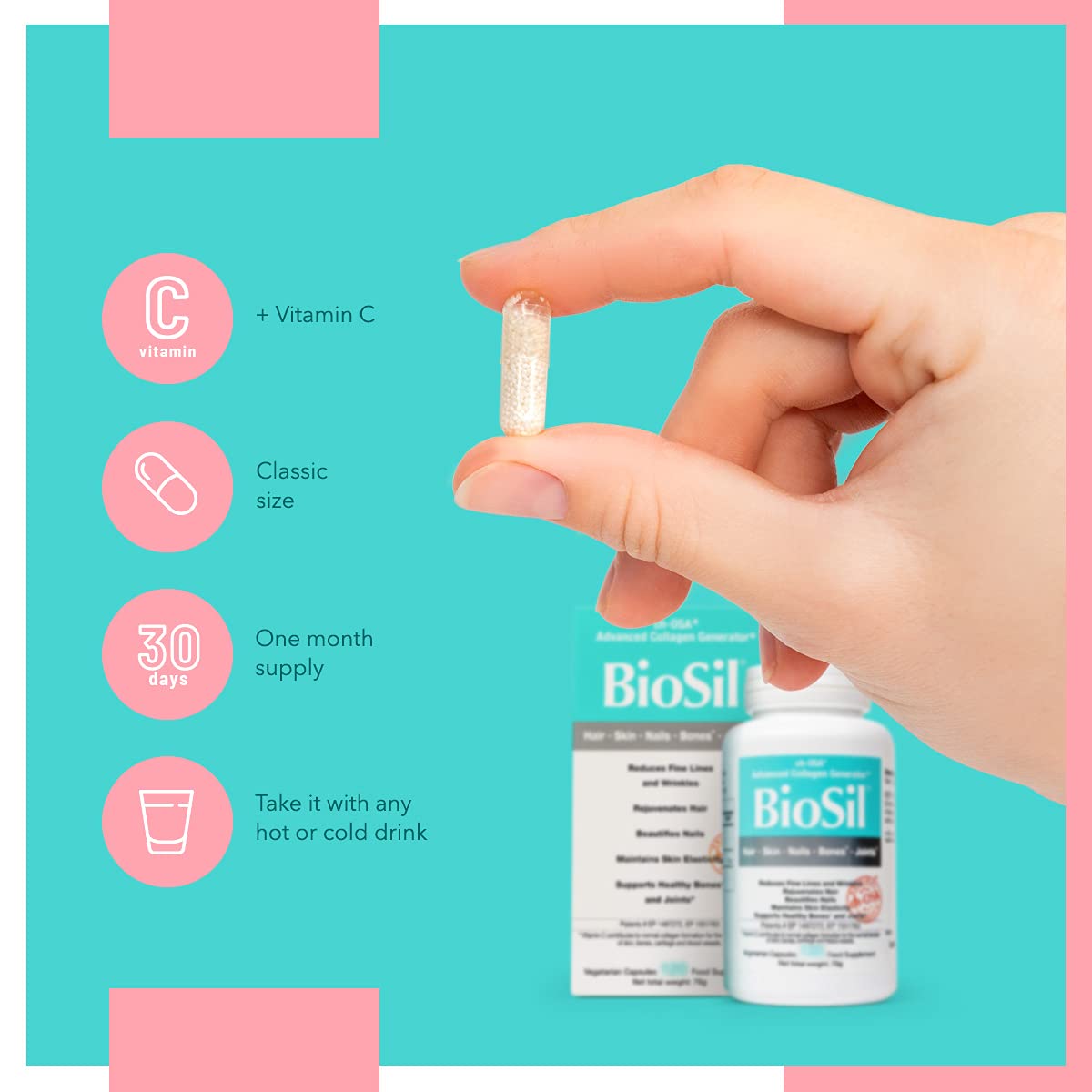 Advanced Collagen Generator with Vitamin C, BIOSIL Supplement for Women - Supports Healthy Hair BioSil