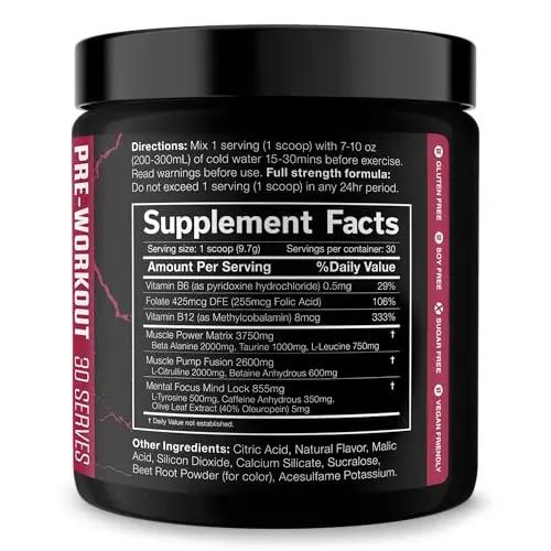 JNX SPORTS The Shadow! 350mg of Caffeine Hard Core Preworkout -Electric Energy, Mental Focus, Superhuman Strength, Men & Women - Strawberry Pineapple 30 Servings…