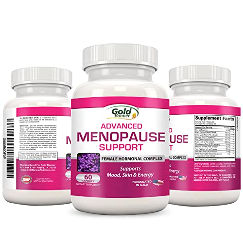 Advanced Menopause Support - Natural Female Hormonal Complex for Hot Flashes, Mood Swings Gold Banner
