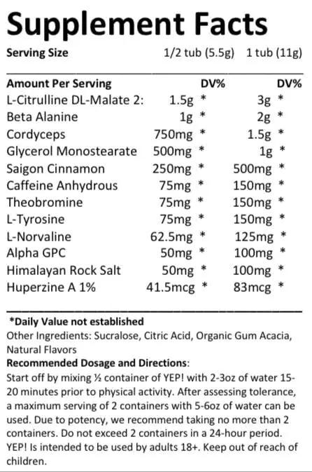 Yep Strength Pre-Workout 2 Scoop Trial Size (Strawberry Raspberry Twist)