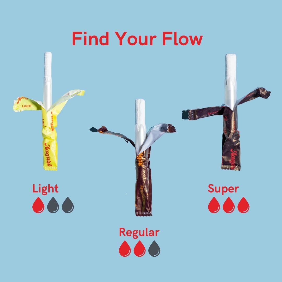 August Organic Tampons, Regular and Super Absorbency, BPA Free Long Applicators, Toxin Free August